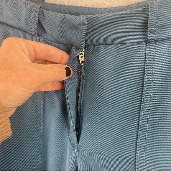 LOFT 100% Lyocell Joggers Teal Blue Color Zipper Ankle Oversized Back Pockets 6 - Picture 4 of 15